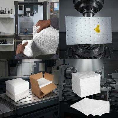 白いオイル吸収パッド 透明な飽和度指標 300gsm 100%ポリプロピレン ワークショップの流出モニタリング