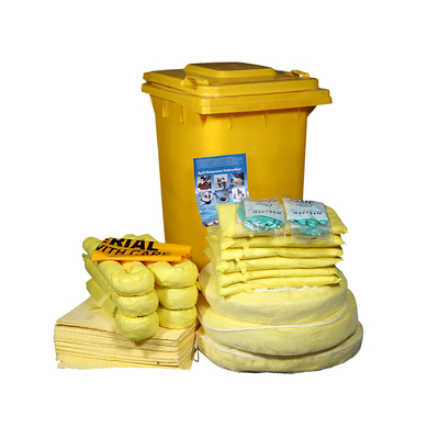 Buen precio Contenedores de ruedas y kits de derrame de productos químicos con capacidad de 120 litros para el tratamiento de fugas de emergencia en línea